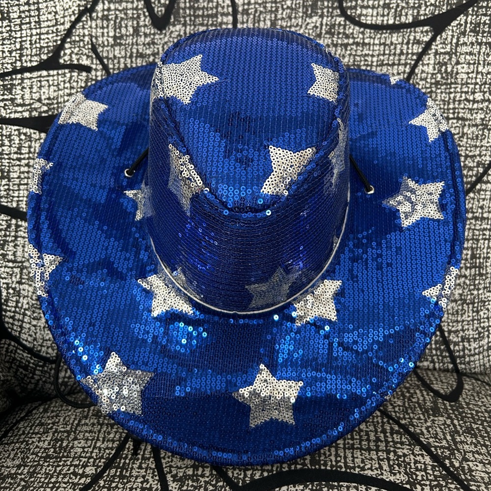Sequin Blue Star Cowboy Hat - Picture 7 of 7
